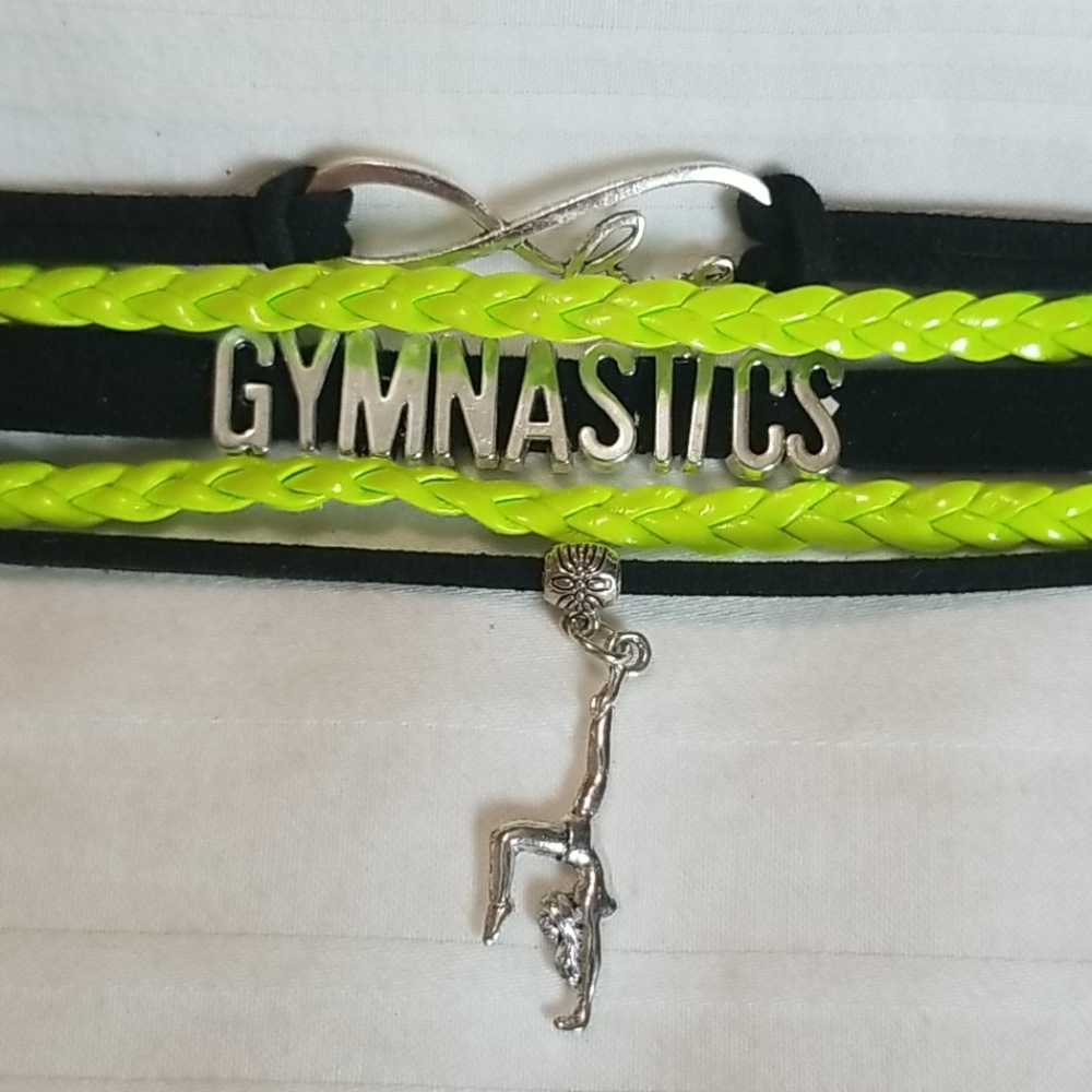 Gymnastics Love Green Black Bracelet